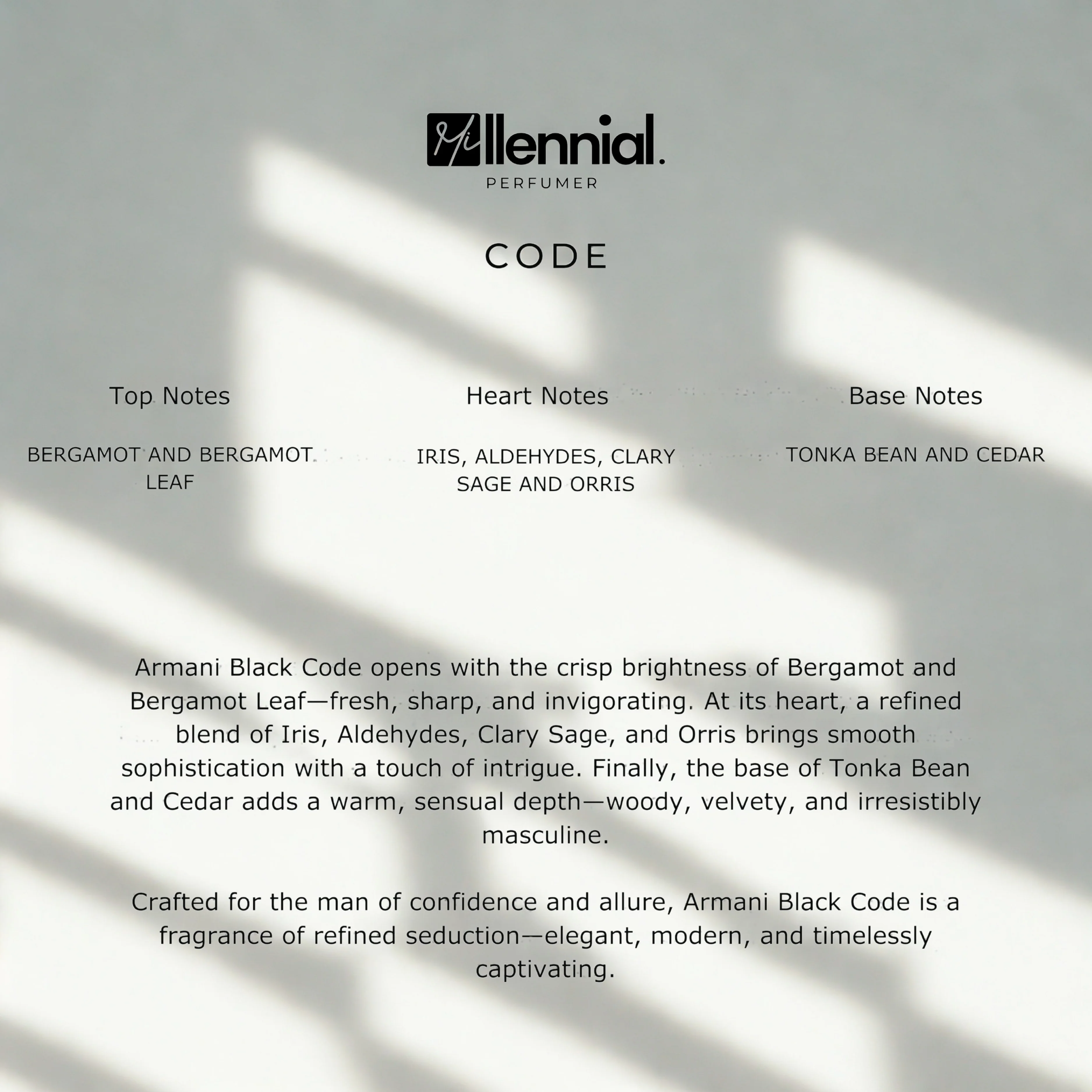 Millennial Perfumer™ – Code | Giorrgio Arrmani Black Code Type (Profile Match) | Warm Spicy & Sensual with Citrus Tonka Bean & Leather | Sophisticated Masculine Depth - Image 5