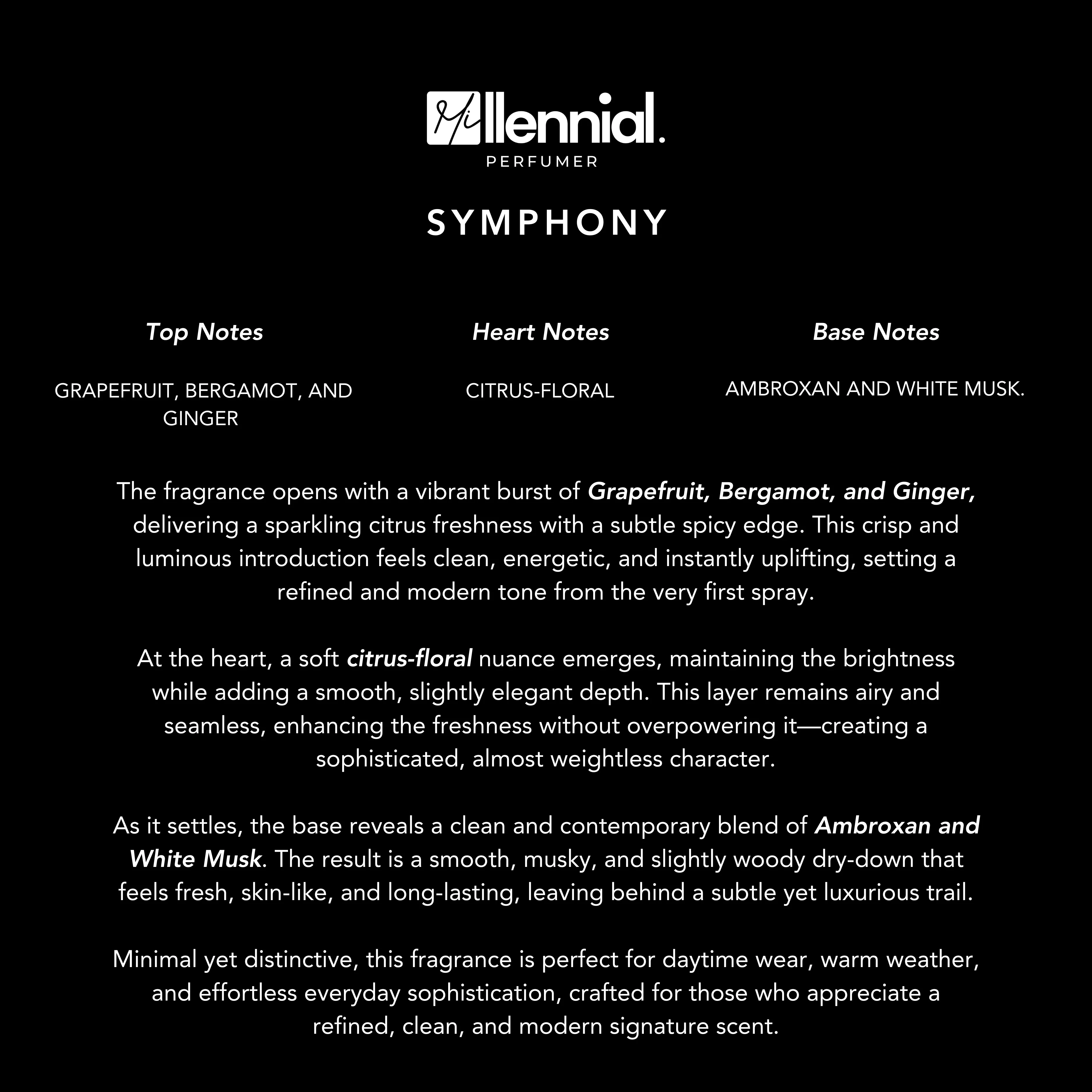 Millennial Perfumer™ – Symphony | Symphony Type (Profile Match) | Extrait de Parfum | Fresh Citrus with Grapefruit, Bergamot & Ambroxan Musk | Modern Clean Signature - Image 6